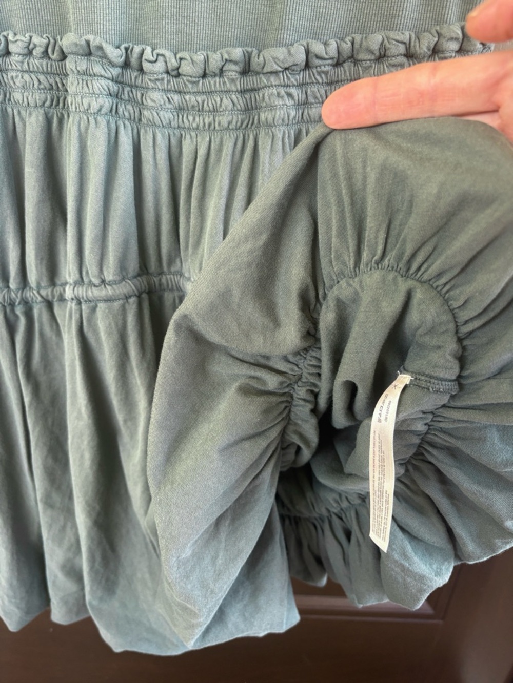 EUC Anthropologie Daily Practice Mini Bubble Dress Olive Size Medium - Picture 9 of 11